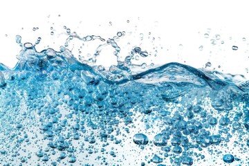 Captivating Blue Water Wave with Dynamic Motion and Bubbles - A Vision of Fluid Artistry - Generative AI