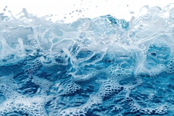 Naklejka premium Captivating Blue Water Wave with Dynamic Motion and Bubbles - A Vision of Fluid Artistry - Generative AI