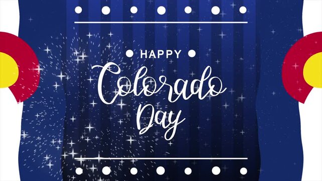 Happy Colorado Day Text Animation with waving flag background. Celebrate Happy Colorado Day on 1th August. Great for celebrating Happy Colorado Day.