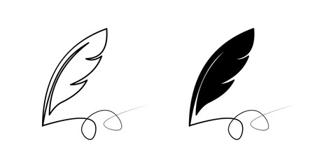 Obraz premium Feather quill pen icon set, classic stationery illustration colo editable