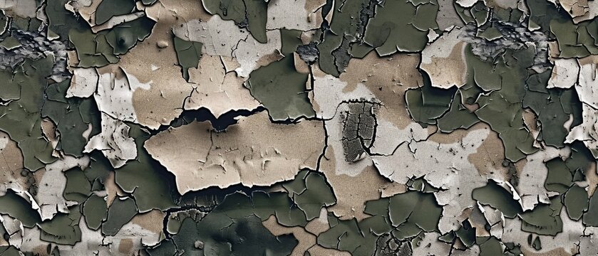 Panoramic close-up, high detail scan of flecktarn camo pattern texture, Generative AI 