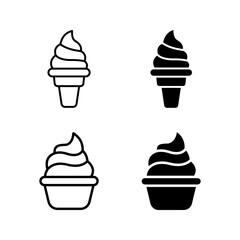 ice cream cup icon set color editable