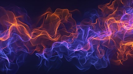 Obraz premium Abstract futuristic background with colorful digital particles wave flowing on dark background