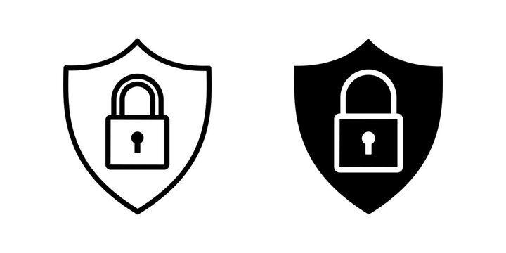 secure glyph security shield with lock icon set vector color editable