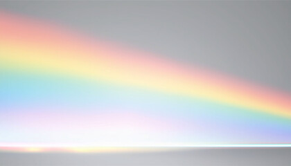 Obraz premium Rainbow Light Prism Effect on White Background: Hologram Reflection and Crystal Flare Shadow Overlay