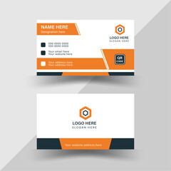  online free professional double sided corporate business card design vector. Modern business card template orange ,yellow white colors. 