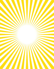 放射状に広がる黄色い集中線の背景イラスト