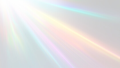 Rainbow Light Prism Effect on White Background: Hologram Reflection and Crystal Flare Shadow Overlay