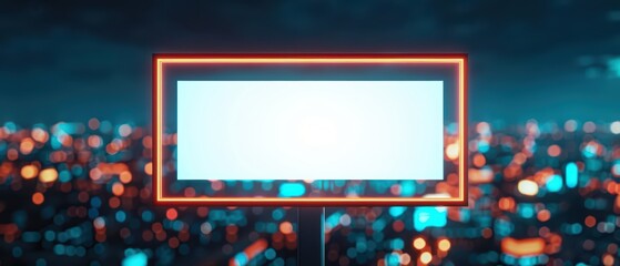An empty advertise blank frame on a luxurious style background showcasing vibrant city lights, banner, with copy space