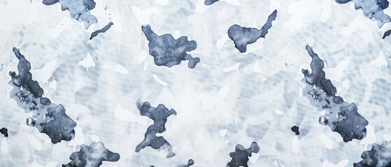 Panoramic close-up, high detail scan of snow camo pattern texture, Generative AI
