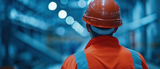 Construction Worker Style Hard Hat Building Structure at Site Concept A focused construction worker in a hard hat and safety gear