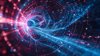 Obraz premium Abstract Tunnel of Light and Data
