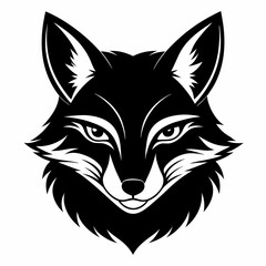 Fox head icon black silhouette vector illustration