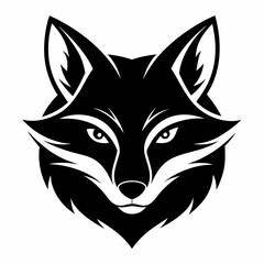 Fox head icon black silhouette vector illustration