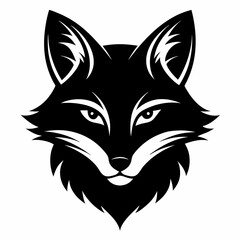 Fox head icon black silhouette vector illustration