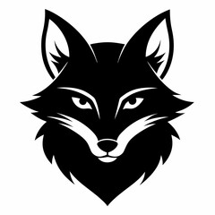 Fox head icon black silhouette vector illustration