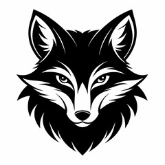 Fox head icon black silhouette vector illustration