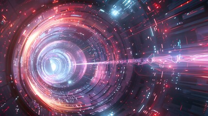 Fototapeta premium Futuristic Neon Tunnel with Glowing Lights