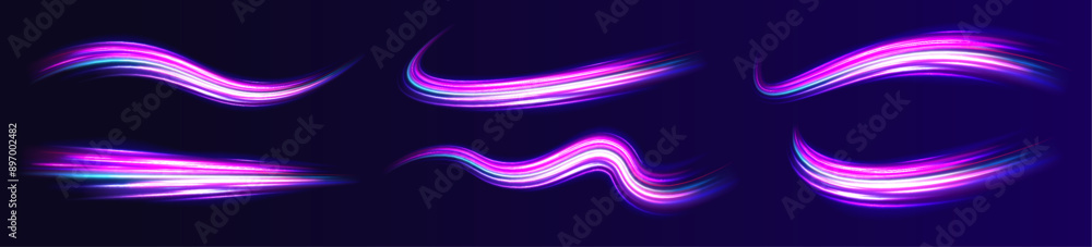 Aufkleber long exposure of motorways as speed. colored shiny sparks of spiral wave. the energy flow tunnel. sh