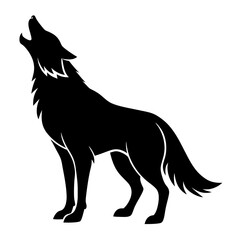 Wolf Howling Vector Silhouette on white background 