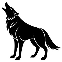 Wolf Howling Vector Silhouette on white background 