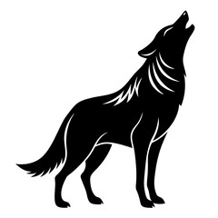 Wolf Howling Vector Silhouette on white background 