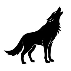 Wolf Howling Vector Silhouette on white background 