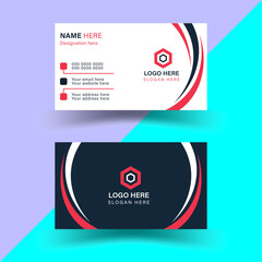  online free professional double sided corporate business card design vector. Modern business card template, red and black colors business card.