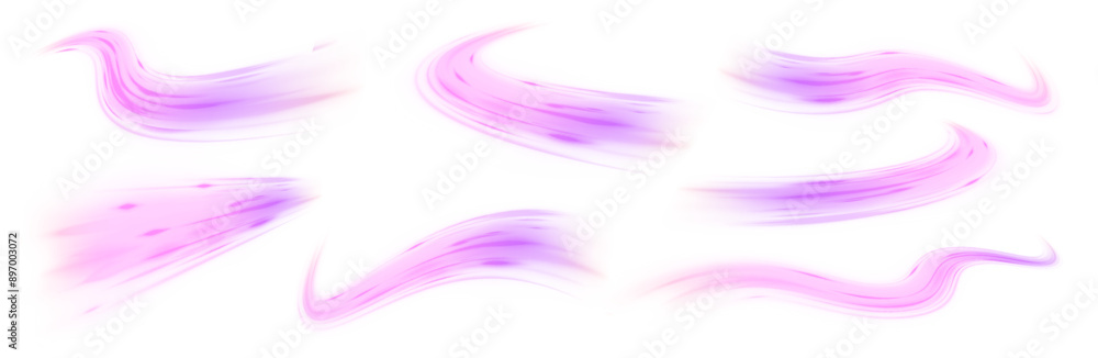 Aufkleber design element for visualizing air or water flow. light, light garland png. abstract neon light rays