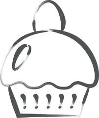 筆書き飲食単品アイコン　モンブラン