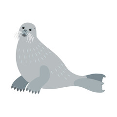 アゴヒゲアザラシ。フラットなベクターイラスト。
Bearded seal. Flat vector illustration.