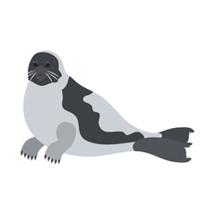 タテゴトアザラシ。フラットなベクターイラスト。
Harp seal. Flat vector illustration.