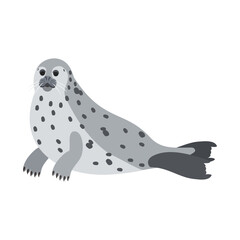 ゴマフアザラシ。フラットなベクターイラスト。
Spotted seal. Flat vector illustration.