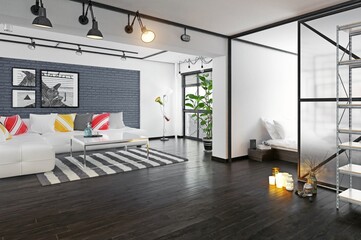 modern loft interior.