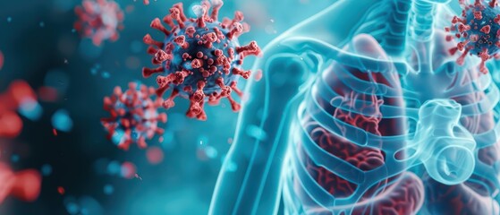 Fototapeta premium Tuberculosis Concept An advanced respiratory clinic with AIdriven diagnostics and targeted drug delivery systems