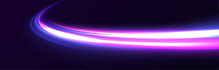 Neon color glowing lines background, high-speed light trails effect. Futuristic dynamic motion technology.	