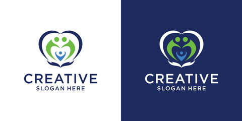 Family care support logo design idea template abstract