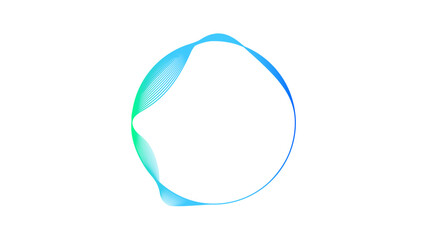 A colorful round frame featuring wavy lines.