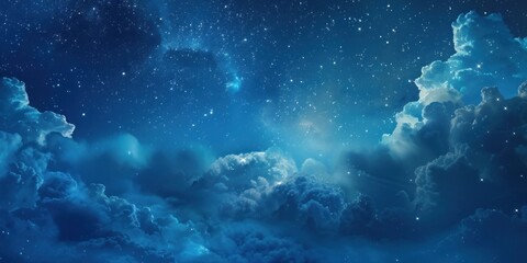 Starry Night Sky with Clouds