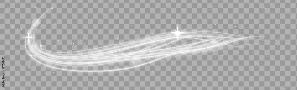 Poster white shiny sparks of spiral wave. imitation of the exit of cold air from the air conditioner. vecto