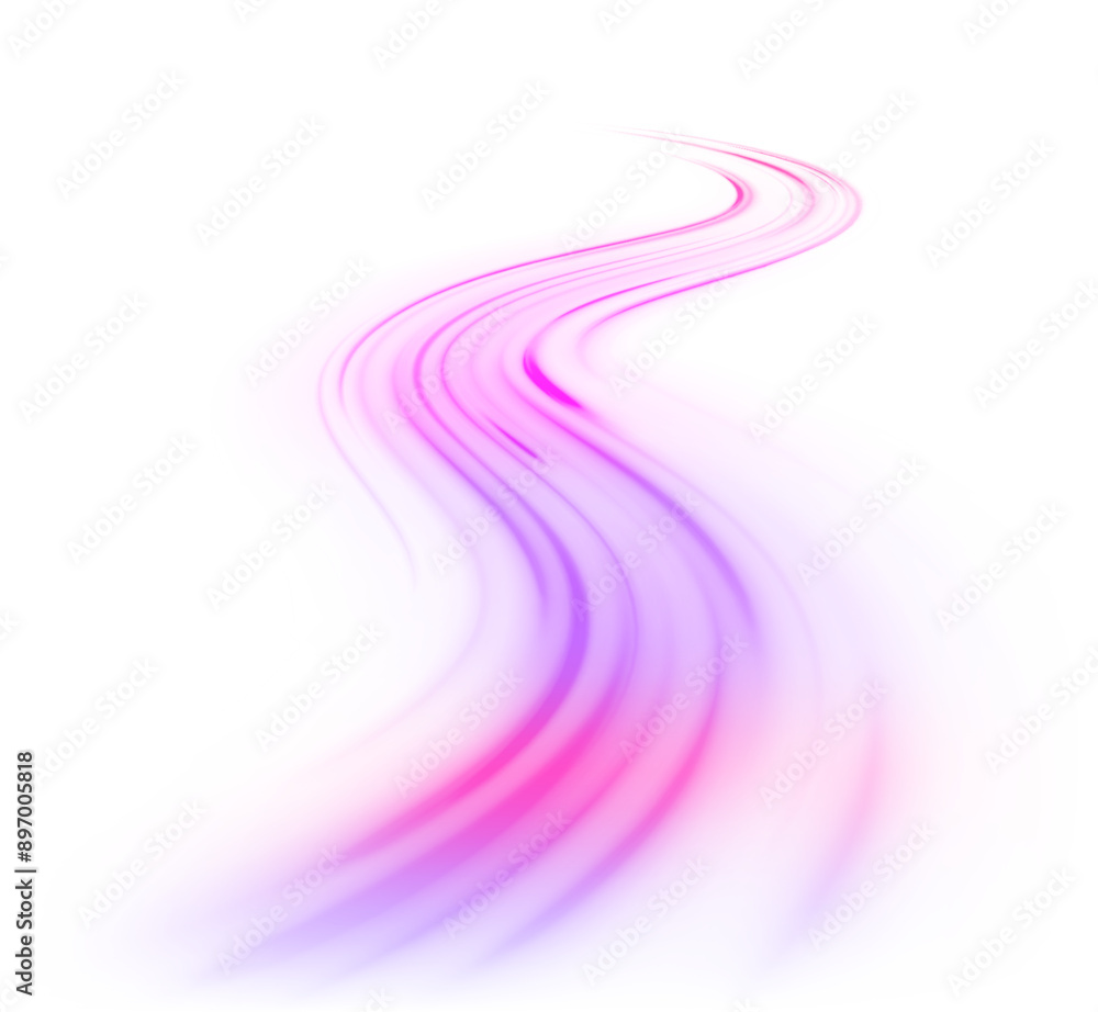 Aufkleber Vector speed of light in space on dark background. Luminous green neon waves PNG.  Abstract light lines of movement and speed in neon color. 