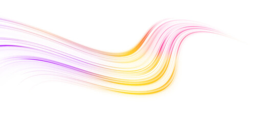 Sport car is made of polygons, lines and connected dots. Racing cars dynamic flash effects city road with long exposure night ligh. Vector PNG glitter light fire flare trace.	