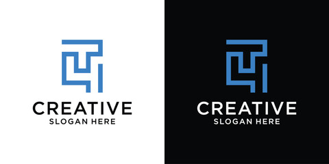 Creative initial letter T4 logo design idea template abstract
