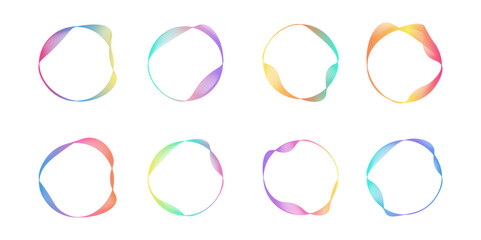 A set of circular frame made up of vibrant, wavy lines. Adds a dynamic element to your design. The central empty space is great for text or images.