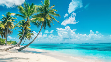 Fototapeta premium Tropical Beach Bliss: A Paradise of Sun, Sand, and Sea