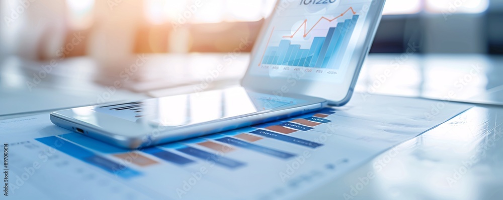 Poster professional smartphone view with social media analytics, showing effective data analysis