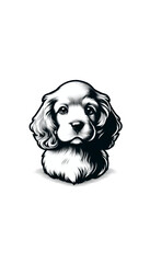 イギリスのキャバリア・キング・チャールズ・スパニエルのモノトーン画像。優雅で親しみやすい性格が特徴。