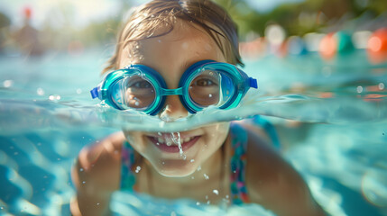 Naklejka premium child in swimming pool
