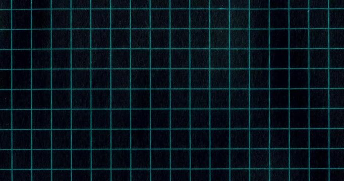 Exercise book black grid raw 4K 4096 big cells across move. Crazy doodle grunge paper scan pulsing stop motion blank background good for titles, intro, school, background, etc...