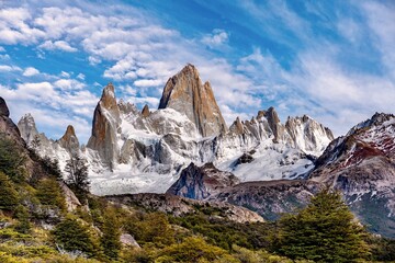 Morning view of Mount Fitz Roy in Patagonia, Argentina